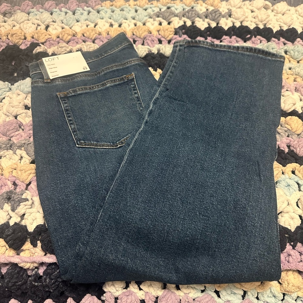 LOFT High Rise Slim Jeans - Dark Blue - Picture 2 of 4